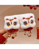 1pair New Year Hair Clip Girl Hair Duckbill Clip Hair Accessories(Little Bell Lion)