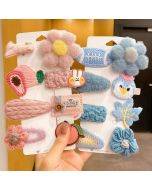 Plush Hair Clip Children Clip Headdress Side Bangs Clip(17 In 1 No.5 Orange+Green)