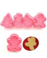 8 PCS/2 Sets Fondant Cake Tool Christmas Cookie Spring Stamper(Pink)