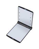 Ladies Cosmetic Vanity Mirror Folding Portable Pocket Built-in LED Lighting Bulb (Black)